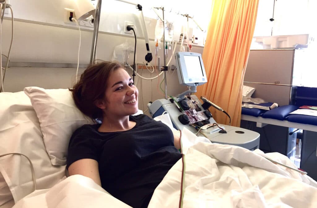 Marina während der peripheren Blutstammzellspende